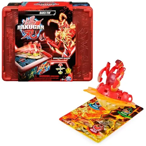 Bakugan 3.0 Baku-Tin mit Special Attack Mantid, hochwertige Metall-Aufbewahrungsbox mit individuell zusammenstellbarer Actionfigur und Sammelkarten, für Kinder ab 6 Jahren