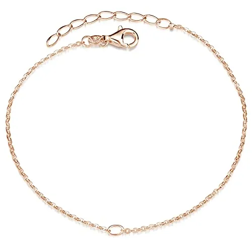 Materia Charms Armband Silber 925 - Ankerkette Rosegold Damen SA-123-Rose