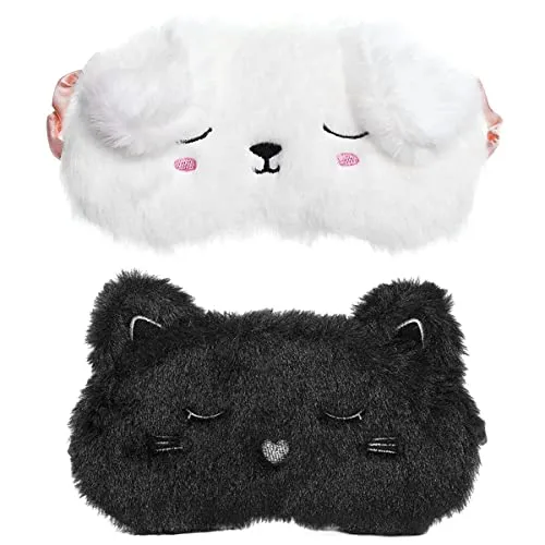 PCS Schlafmaske Plüsch,Schlafaugenmaske Tier schlafmaskes Süße schlafmaskes Weichen Plüsch Augenbinde Eyeshade Augenabdeckungen Augenmaske für Kinder Mädchen Damen Weichem plüsches Augenbinde 2