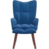 vidaXL Relaxsessel mit Hocker in Blau aus Samt
