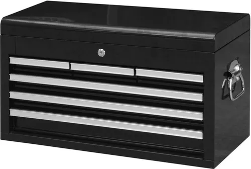 Werkzeugkiste, Aufsatz, groß, mit 6 Schubladen, schwarz