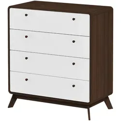 Mid.you Kommode Cassie, Weiß und Walnuss - Moderne Garderoben Kommode mit 4 Schubladen, 80x88x39 cm, aus robustem Holzwerkstoff – ideal für stilvolle Aufbewahrung und Ordnung.