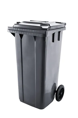 OUTDOOR-ABFALLHÄLTER 100 LITER, ABFALLHÄLTER 100L AUF RADERN 48x55x81cm, GRAU