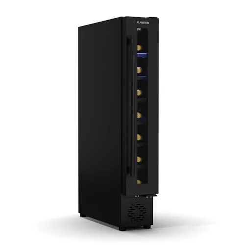 Vinovilla 7 Uno Weinkühlschrank - Weinkühlschrank mit 1 Kühlzone für bis zu 7 Flaschen, stilvolles matt-schwarzes Design und ideale Temperaturregelung von 5-18 °C für optimale Weinlagerung.