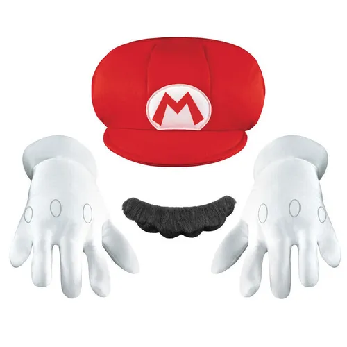 Nintendo Super Mario Kostüm Set Mütze Handschuhe für Kinder in rot von Disguise