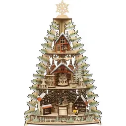 3D eckiger Holzschnitt Bogen mit Licht & Timer - Fensterdekoration: Moderner Lichterbogen in Tannenbaum-Form, batteriebetrieben mit LED-Beleuchtung und Timer-Funktion, ideal für eine festliche Atmosphäre in jedem Raum.