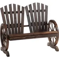 Outsunny Gartenbank - Dunkelbraun, 108L x 66B x 95H cm - Hochwertige Gartenbank aus Tannenholz mit breiten Sitzflächen und radförmigen Armlehnen, ideal für entspannte Stunden zu zweit im Garten oder auf der Terrasse.