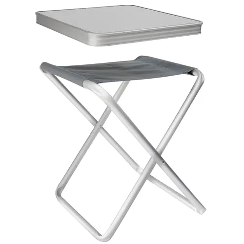 Stück Alu Hocker mit MDF Tischplatte Tablett 40x40x47cm Aluminium Klapphocker Campinghocker Falthocker Angelhocker Campingtisch Wohnmobiltisch Wohnwagentisch klappbar handlicher Beistelltisch 2