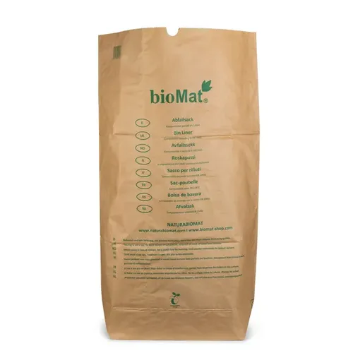 Papiersäcke Natura Biomat 120 L, kompostierbar - Zubehör für Landwirtschaft, 1-lagig nassfest, biologisch abbaubar und ideal für Bio-Abfall gemäß EN 13432.