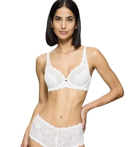Bügel-BH TRIUMPH, Damen, Größe 80, Cup H, weiß - Funktionsunterwäsche mit floraler Vollspitze, ungepolstert und optimal anpassbar durch 4-reihigen Hakenverschluss. Komfortable verstellbare Träger für eine perfekte Passform.