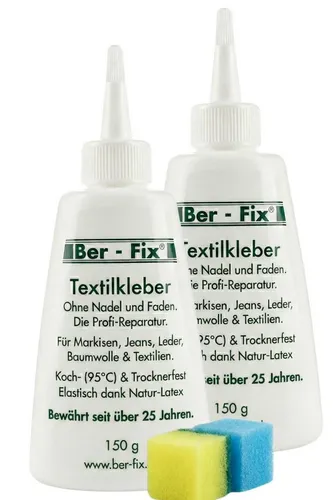 Ber-Fix Textilkleber 40 g – flexibel, kochfest & trocknergeeignet, (Set, 2-tlg), Transparent, waschbar 95 °C, bügelfest 180 °C, starke Haftung