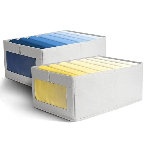 AiQInu Aufbewahrungsboxen Schubladen Organizer, 2 Stück Faltbare Kleidung Ordnungssystem für Garderobe Schlafzimmer oder Kommode