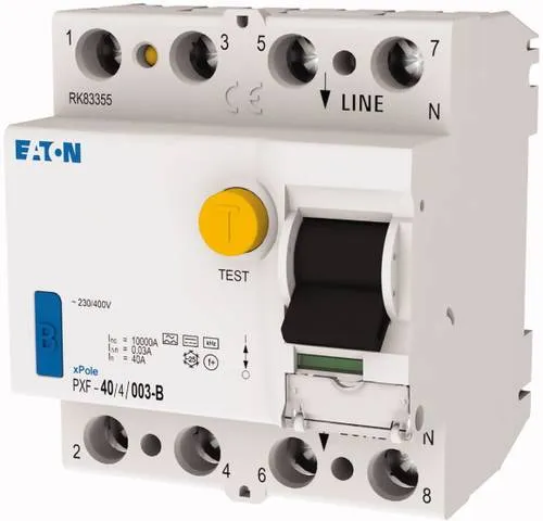 Eaton 300299 FI-Schutzschalter - 4-polig, 40 A, 0,03 A Fehlerstrom, ideal für Wohn- und Gewerbeanwendungen mit hoher Kurzschlussfestigkeit