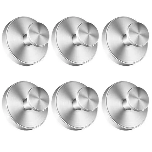 Gooandi 6 Stück Saugnapf Haken，Handtuchhalter mit Saugnapf，Saugnapfhaken Silber Ohne Bohren für Bad und Küche, Handtuchhaken mit Saugnäpf Edelstahl, Wiederverwendbar Saugnäpfe für Fliesen und Glas