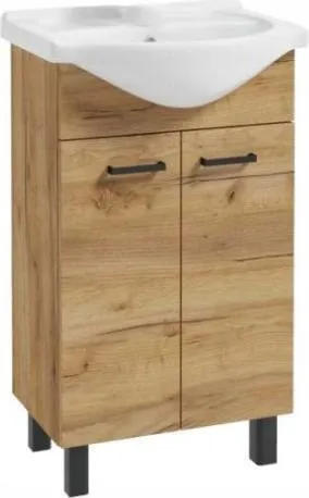 Badezimmerschrank mit Waschbecken auf Beinen, Craft-Eiche, 50 cm, Mea