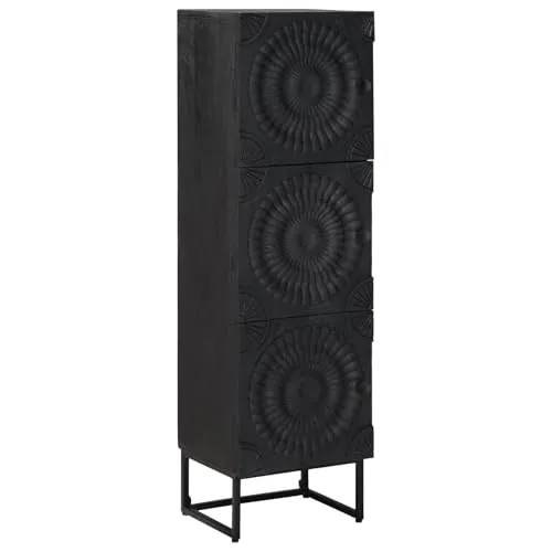 vidaXL Highboard Schwarz 35 x 30 x 120 cm - Stilvolles Highboard aus massivem Mangoholz, ideal für dein Wohnzimmer. Mit viel Stauraum und elegantem Design bringt es Ordnung und Stil in jeden Raum.