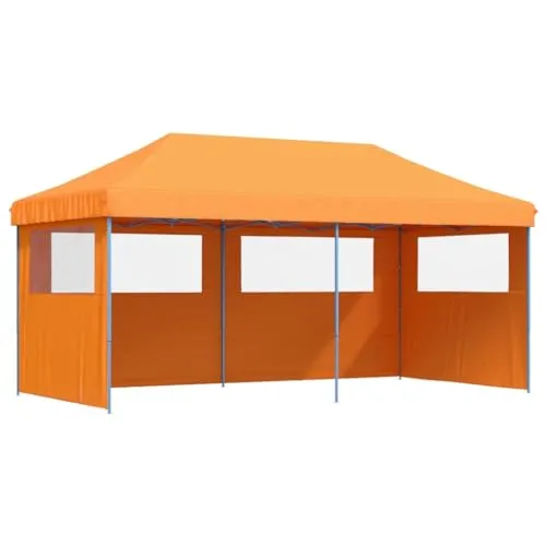 vidaXL Faltpavillon Orange mit 3 Seitenteilen - Robustes Gartenzelt für Hochzeiten und Partys, einfach aufzubauen dank Pop-Up-Design und ideal für feuchte Bedingungen durch langlebiges Oxford-Gewebe.