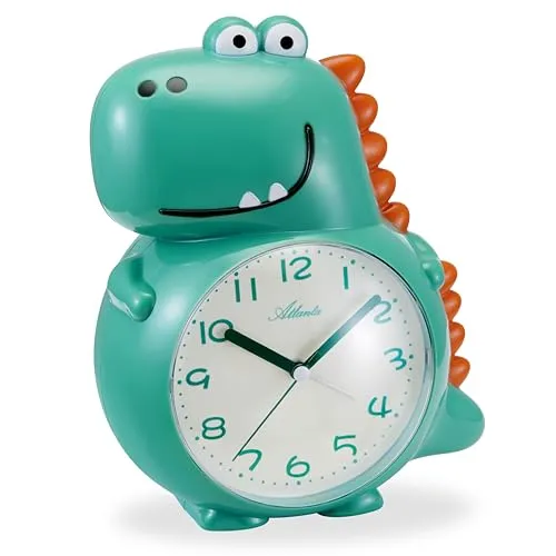Atlanta Kinderwecker Dino mit Melodie Alarm Schleichende Sekunde Licht Obenabsteller - 2167
