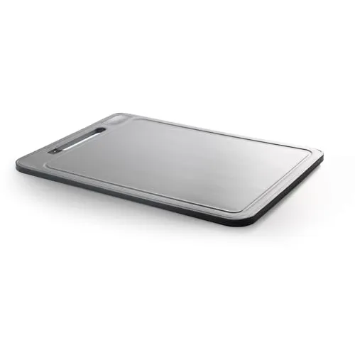 Coolinato 2 in 1 Schneidebrett und Auftauplatte, Auftaubrett mit Aluminiumkern, Schneidbrett aus Kunststoff mit Saftrinne 36,5x25cm