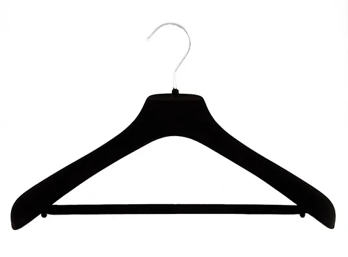 SONDERPOSTEN !!! Samt Kleiderbügel für Anzüge, 42 cm, schwarz, NEU, 10 Stück