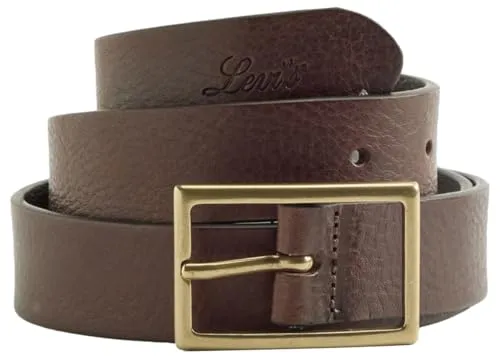 Levi's® Ledergürtel RECTANGLE BELT mit goldfarbener Schließe - Eleganter Gürtel aus 100% Rindsleder mit goldfarbener Schließe und Logoprägung, ideal für modische Akzente in casual und eleganten Outfits.