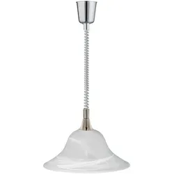 Trio Leuchten Hängeleuchte Viola, Weiß & Nickel - Höhenverstellbare Pendelleuchte aus Metall und Glas mit elegantem Design, ideal für stimmungsvolle Innenbeleuchtung in jedem Raum.
