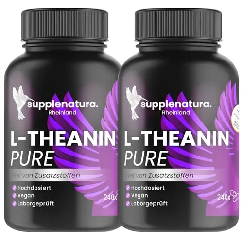 L THEANIN | IDEAL DOSIERT: 200mg | 480 Kapseln | Laborgeprüft & Hochrein | L-Theanin von SUPPLENATURA