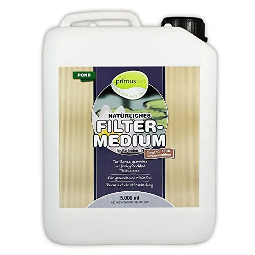 primuspet Natürliches Gartenteich Filtermedium Pond (Natürlicher Wasseraufbereiter für kristallklares, gesundes Wasser. Entfernt Mulm und Teichschlamm), Inhalt:5 Liter