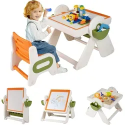 COSTWAY 6-in-1 Kinder-Tisch & Stuhl Set mit Stauraum