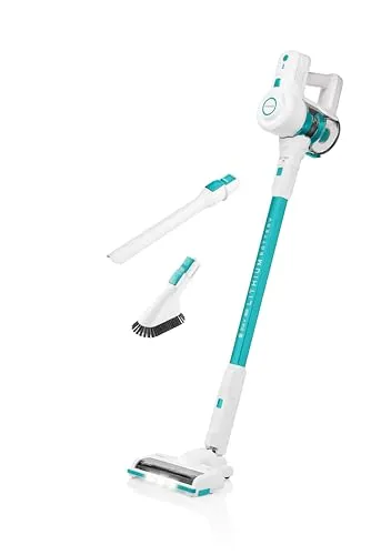 Hyundai Hand- und Akkustaubsauger HYUVC938 - Kabelloser Komfort für Ihr Zuhause - Staubsauger mit 600ml Staubbehälter und 30 Min Akkulaufzeit. Ideal für Teppiche und Hartböden, mit umfangreichem Zubehör für eine gründliche Reinigung.