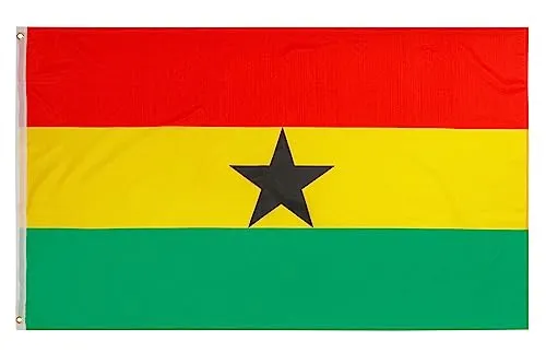 PHENO FLAGS Ghana Flagge 90x150cm - wetterbeständige Fahne mit Messingösen, 100% Polyester, robuste Doppelnaht & in lebendigen Farben - ideal für Flaggen-Liebhaber