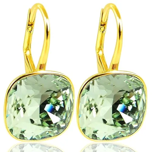NOBEL SCHMUCK Ohrhänger 925 Silber vergoldet Grün Kristalle aus Österreich