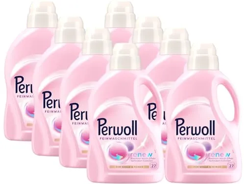 PERWOLL Wolle & Feines Waschmittel 216 (8 x 27 Waschladungen), Feinwaschmittel reinigt sanft, glättet und erneuert Fasern & verhindert Knötchen, mit Dreifach-Renew-Technologie