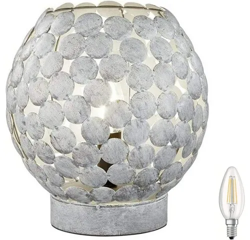 Lichthandel Hoch LED Tischleuchte Tischleuchte Retro Vintage Kugelleuchte Schnurschalter incl. LED, LED wechselbar, warmweiß, Retro