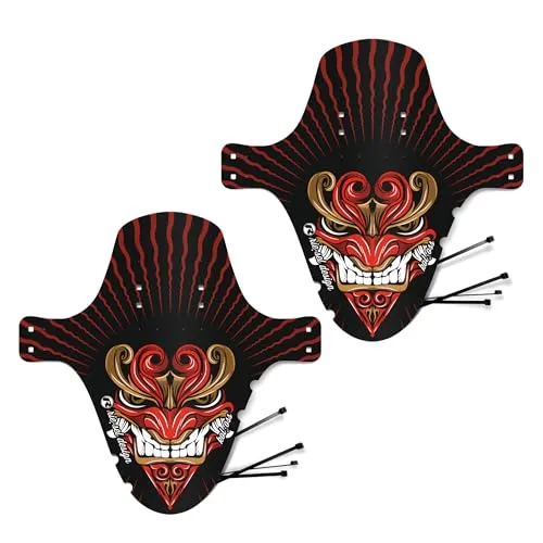 Riesel Design® 2 x Mudguard - kol:OSS im Set - XL MTB Schutzblech inkl. Kabelbinder/Stylischer MTB Schmutzfänger/Mountainbike Schutzblech als Spritzschutz für alle Radgrößen - (Demon)