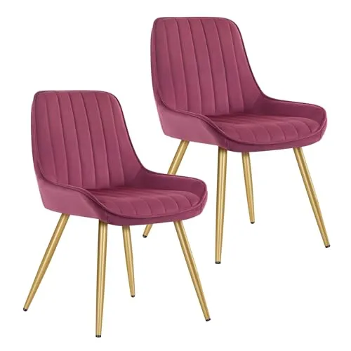 OUTLET-NORD Esszimmerstuhl 2er Set Bordeaux - Gepolsterte Armlehnstühle - Stühle für Esszimmer und Wohnzimmer, gepolstert mit hochwertigem Samt und stabilen Metallbeinen, max. Tragfähigkeit 150 kg, ideal für gemütliche Familienabende.