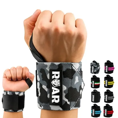 Roar® Handgelenk Bandagen handgelenkbandage für Fitness, Handgelenkstütze, Bodybuilding, Kraftsport & Crossfit (Tarnung)