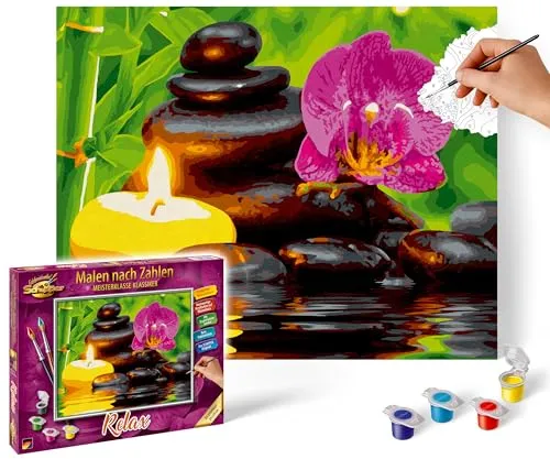 Schipper 609240918 Malen nach Zahlen – Relax - Bilder malen für Erwachsene, inklusive Pinsel und Acrylfarben, 24 x 30 cm