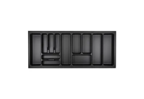 SO-TECH® Besteckeinsatz ORGA-BOX VIII - Hochwertiger Besteckeinsatz in Lavagrau mit Perlstruktur, ideal für moderne Küchen. Robustes und leicht zu reinigendes Material sorgt für optimale Organisation in der Schublade.