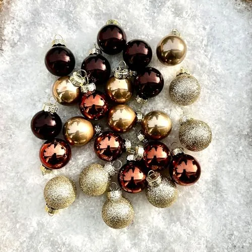 Kleine Baumkugeln aus Glas Ø 2 cm/2,5 cm/3 cm - Christbaumkugeln Baumschmuck Christbaumschmuck Weihnachtsbaumschmuck Weihnachtsbaumkugeln (Amber/Box, 25 mm (24 Stück))