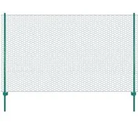 vidaXL Maschendrahtzaun mit Pfosten 25 x 1,5 m Grün - Gartenzäune, wetterfester und langlebiger Zaun aus pulverbeschichtetem Stahl, ideal zum Schutz von Tieren und Pflanzen im Garten oder auf dem Grundstück.