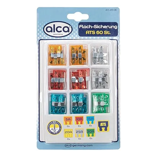 alca® Flach-Sicherungen 5-30 A; 60 St. Set blau braun transparent rot gelb grün orange Auto Caravan Traktor Bus Motorrad Kfz Pkw Lkw etc.