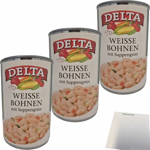 Delta Weisse Bohnen mit Suppengrün 3er Pack 3x400g Dose usy Block