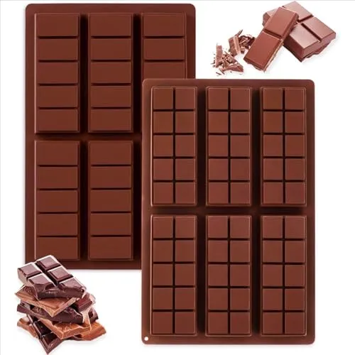 RUUKON 2-Pack Break-Apart Dubai Schokolade Bar Formen, Antihaft Silikon Wachs Schmelze Form, Lebensmittel Grade BPA freie Rechteck Schokolade Formen, Energie Bar Formen