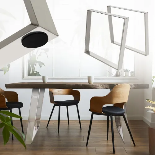 ML-Design 2er Set Tischkufen mit 80° Neigung - Möbelfüße für Esstisch oder Schreibtisch, elegantes Design mit industriellem Charme und hoher Funktionalität, aus hochwertigem Edelstahl für Stabilität und Ästhetik.