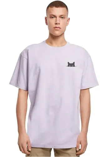 Merchcode Halloween-Cat T-Shirt für Herren, Lilac, XL - Bequeme Passform und vielseitig kombinierbar: Dieses T-Shirt ist ideal für jeden Anlass und überzeugt durch seine langlebige Qualität. Perfekt für entspannte Tage oder stylische Outfits!