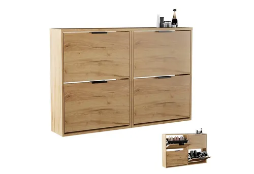 Planetmöbel Schuhschrank Flur Möbel Schuhrank, verschiedene Farben (Schuhschrank für Flur & Garderobe, Wandmontage oder Bodenstehend) passend für 8-12 Paar Schuhe je Schuhkipper