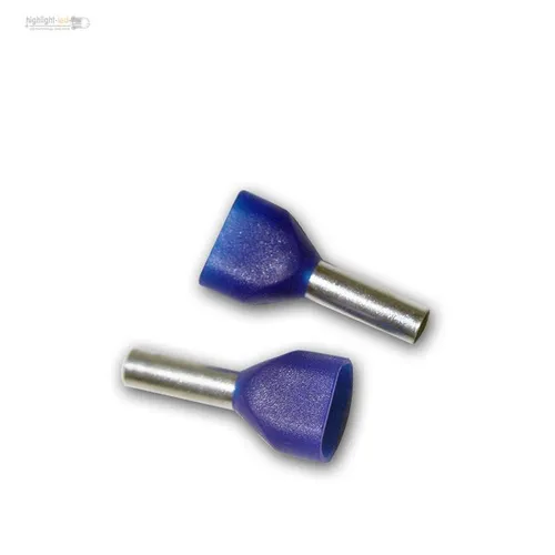 TWIN Aderendhülsen blau, 2x 2,50mm², isoliert - Hochwertige Aderendhülsen für sichere und zuverlässige Kabelverbindungen, ideal für den professionellen Einsatz in der Elektroinstallation.