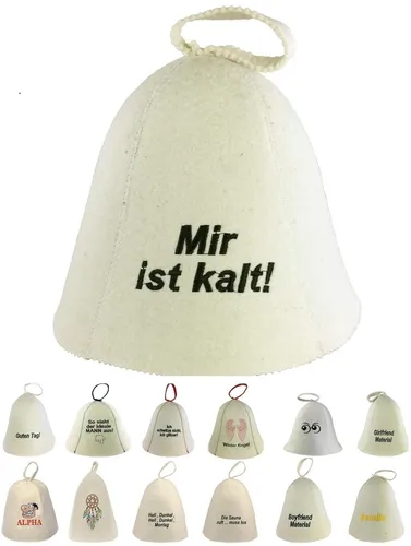 Saunahut aus Wollfilz (SS20-06) Saunamütze mit witzigen Motiven, Filz Kopfschutz Saunakappe Filzkappe Mütze Filzhut Kappe Sauna Hut