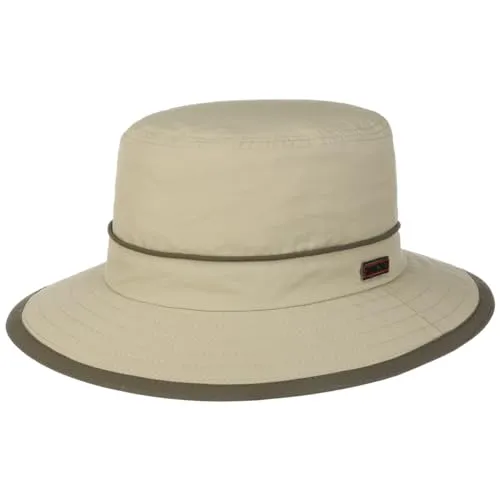 Stetson Kettering Outdoorhut Damen Herren Wasserabweisender Stoffhut mit UV-Schutz Faltbarer Nylonhut mit Paspelrand Schlapphut mit Coolmax-Futterband Sommer Winter beige S (54-55 cm)